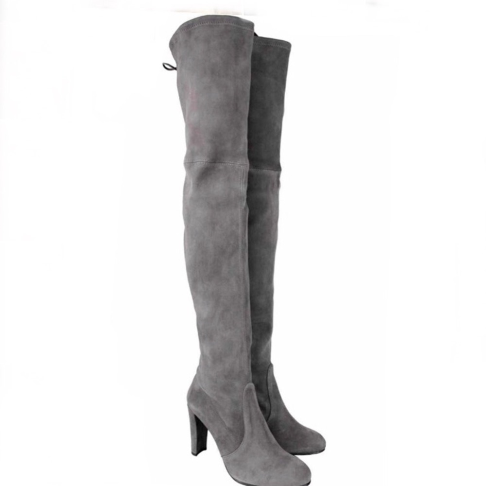 NEW Stuart Weitzman Gray Suede Over-Knee Boots 6.5